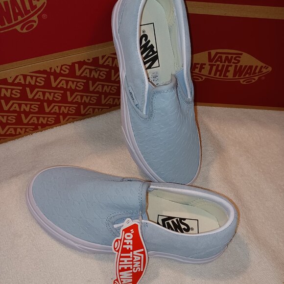 VANS Men's 5/Women's 6.5 Slip On Houndstooth Embossed Suede Winter Sky - Picture 5 of 12